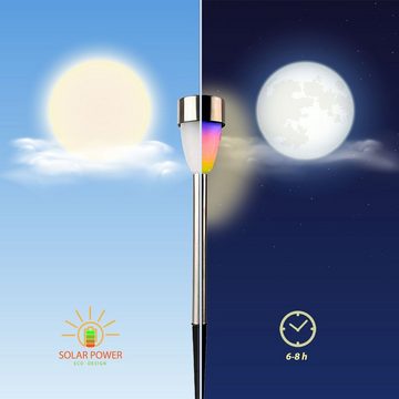 JOKA international LED Gartenleuchte Solar Gartenlampe mit Farbwechsel und Erdspieß 2er Set, LED fest integriert, Farbwechsel RGB