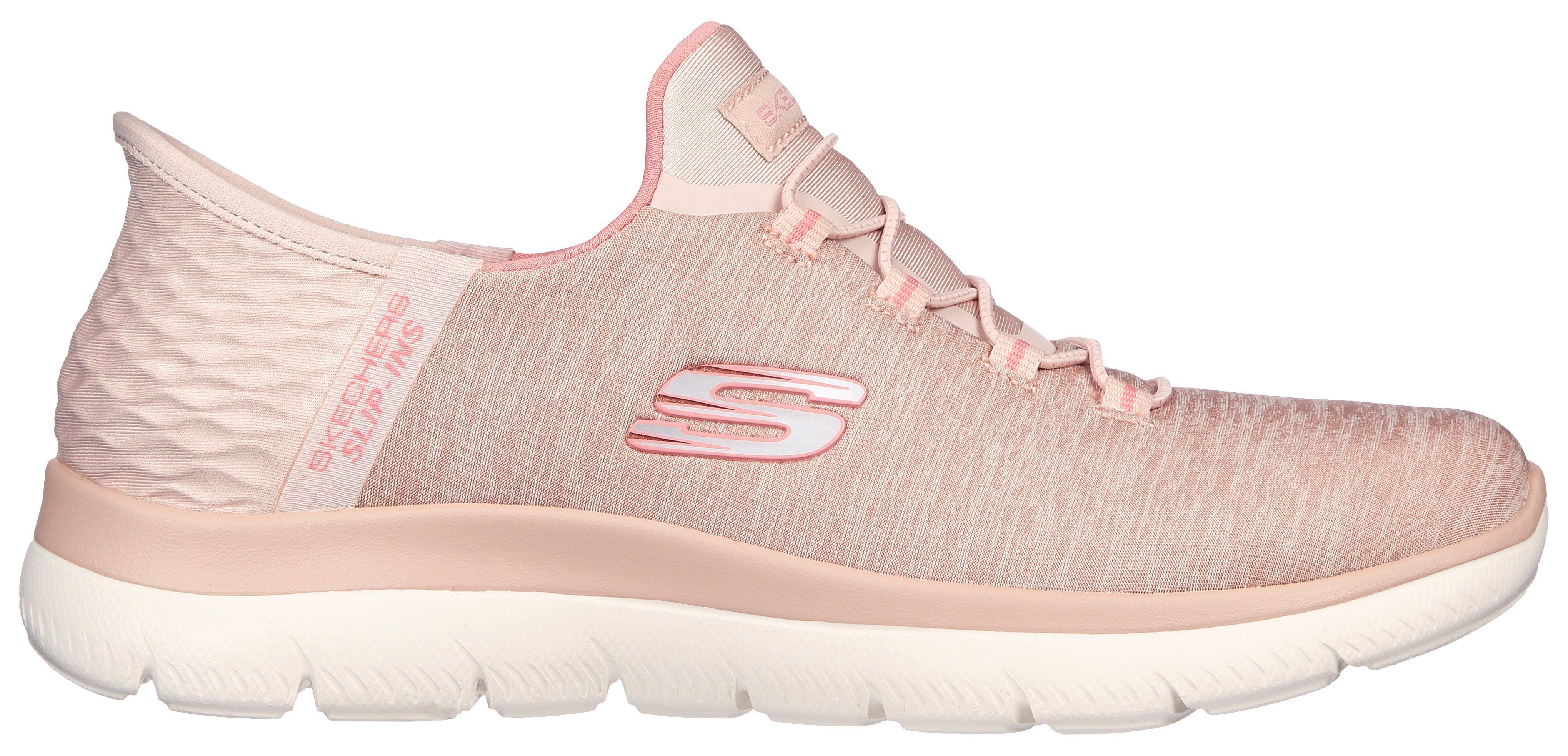 Slip-On Sneaker rosa mit DAZZLING HAZE Kontrastdetails Skechers SUMMITS dezenten