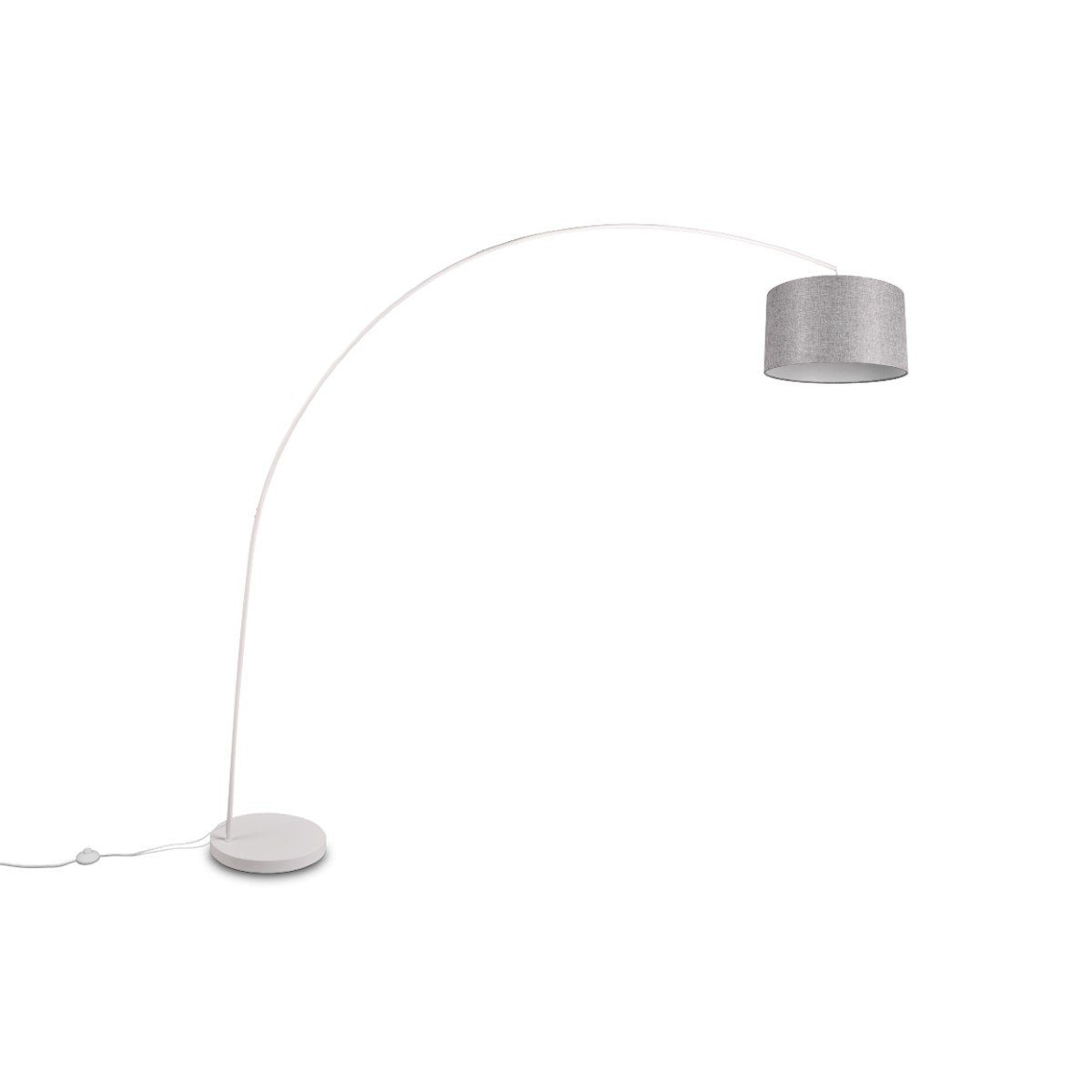 TRIO Leuchten Bogenlampe Mansur, ohne Leuchtmittel, Stoffschirm in Grau oder Taupe, große Ausladung von 2 Metern, E27 Grau/Weiß