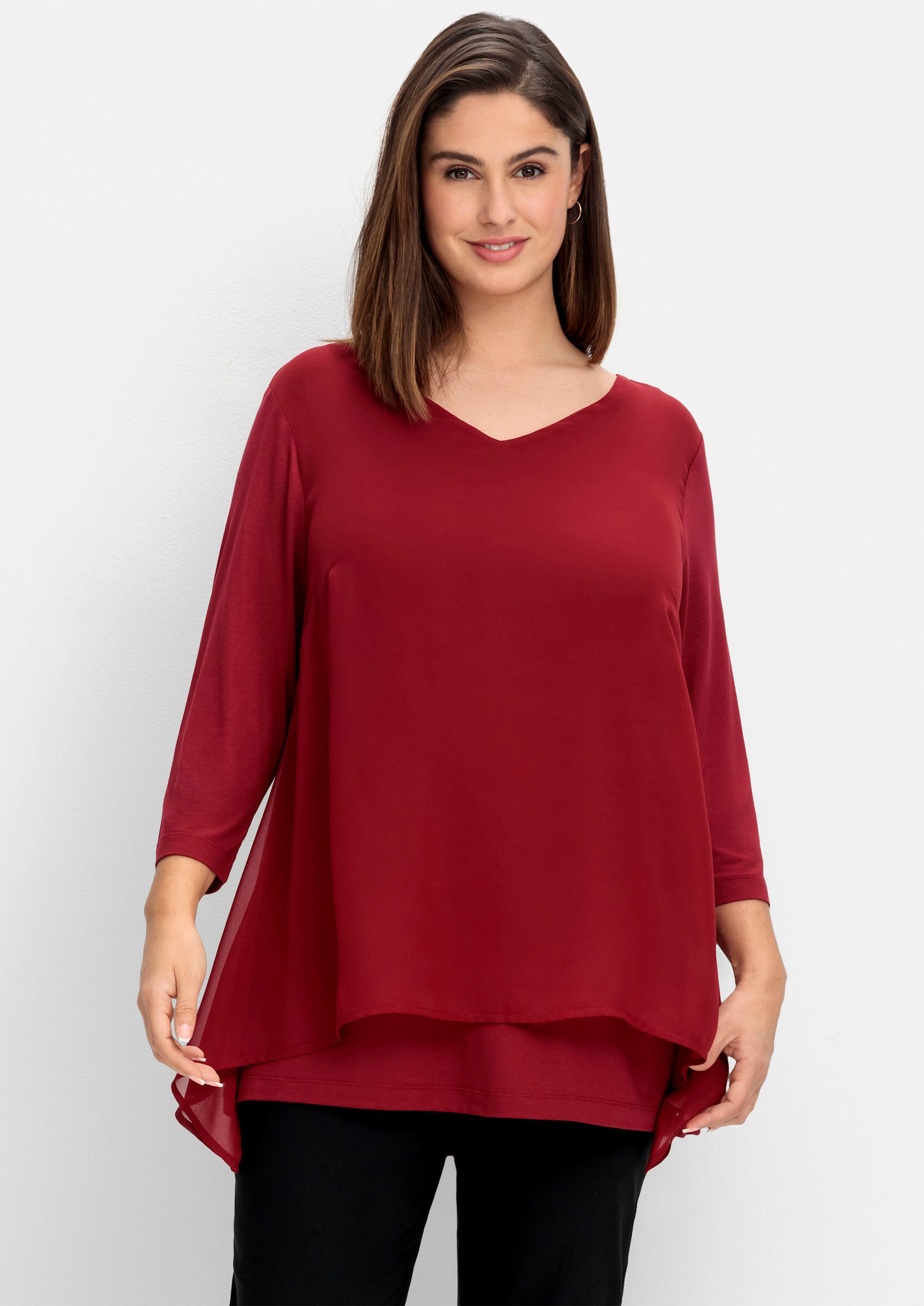 Sheego T-Shirt Blusenshirt . mit Chiffon-Oberteil günstig online kaufen