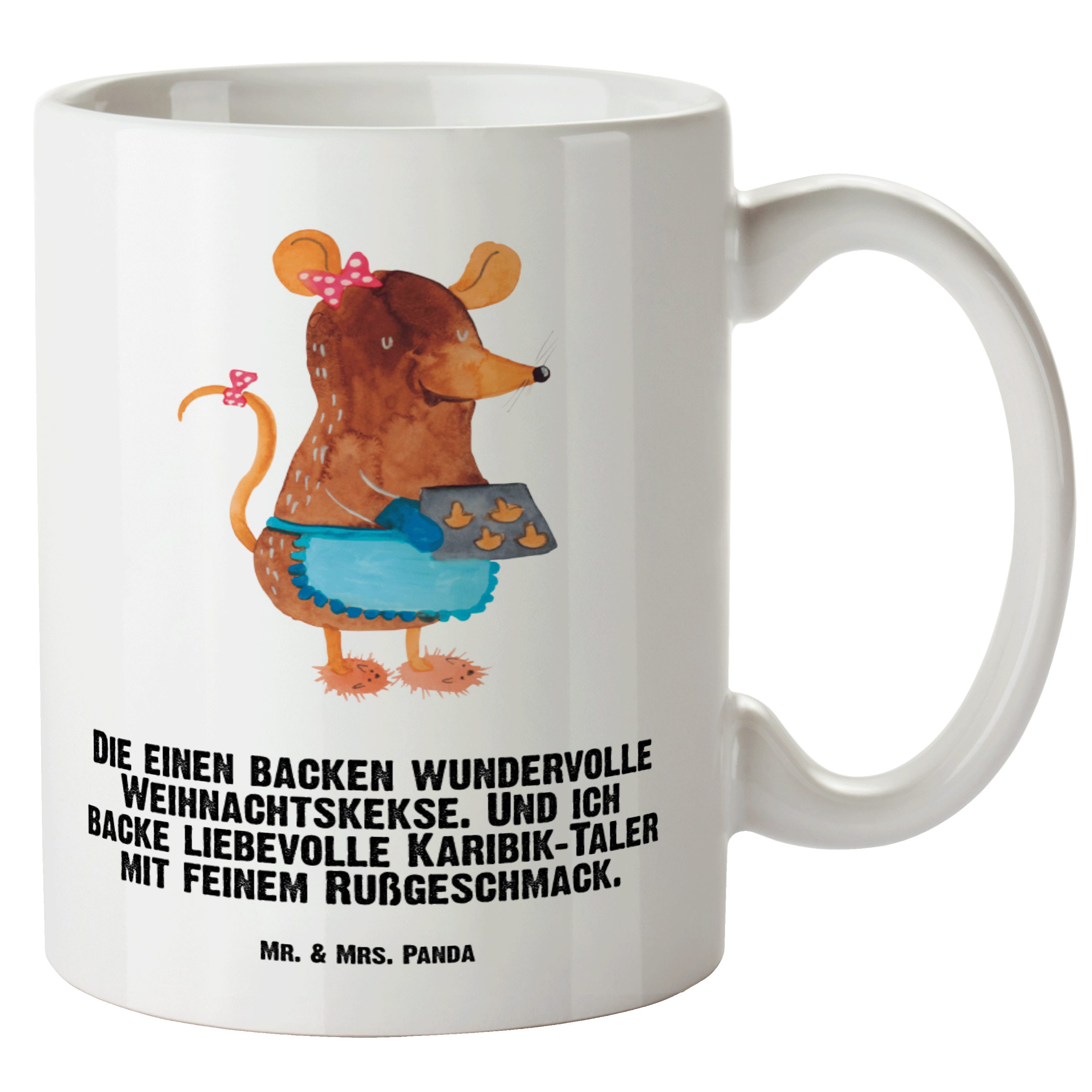 Mr. & Mrs. Panda Tasse Maus Kekse - Weiß - Geschenk, Jumbo Tasse, Große Tasse, Grosse Kaffee, XL Tasse Keramik