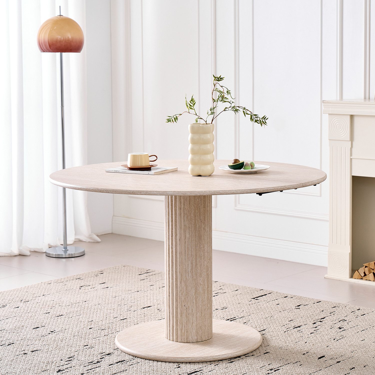 GrandCA HOME Esstisch Runder Esstisch im Nordischen Stil, aus MDF (1-St), 115 x 75 cm, Gelb