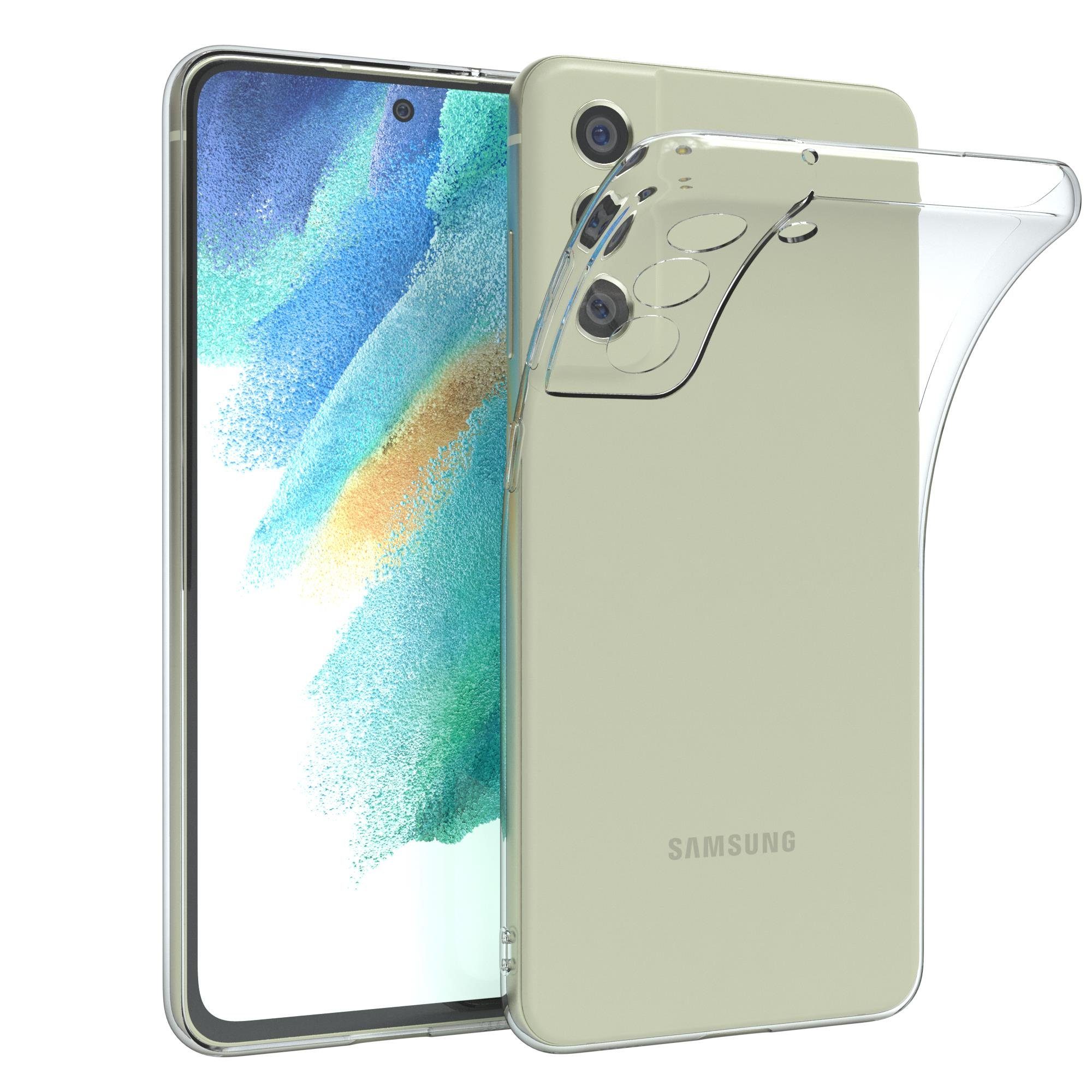 EAZY CASE Handyhülle Slimcover Clear für Samsung Galaxy S21 FE 5G 6,41 Zoll, durchsichtige Hülle Ultra Dünn Silikon Backcover TPU Telefonhülle Klar