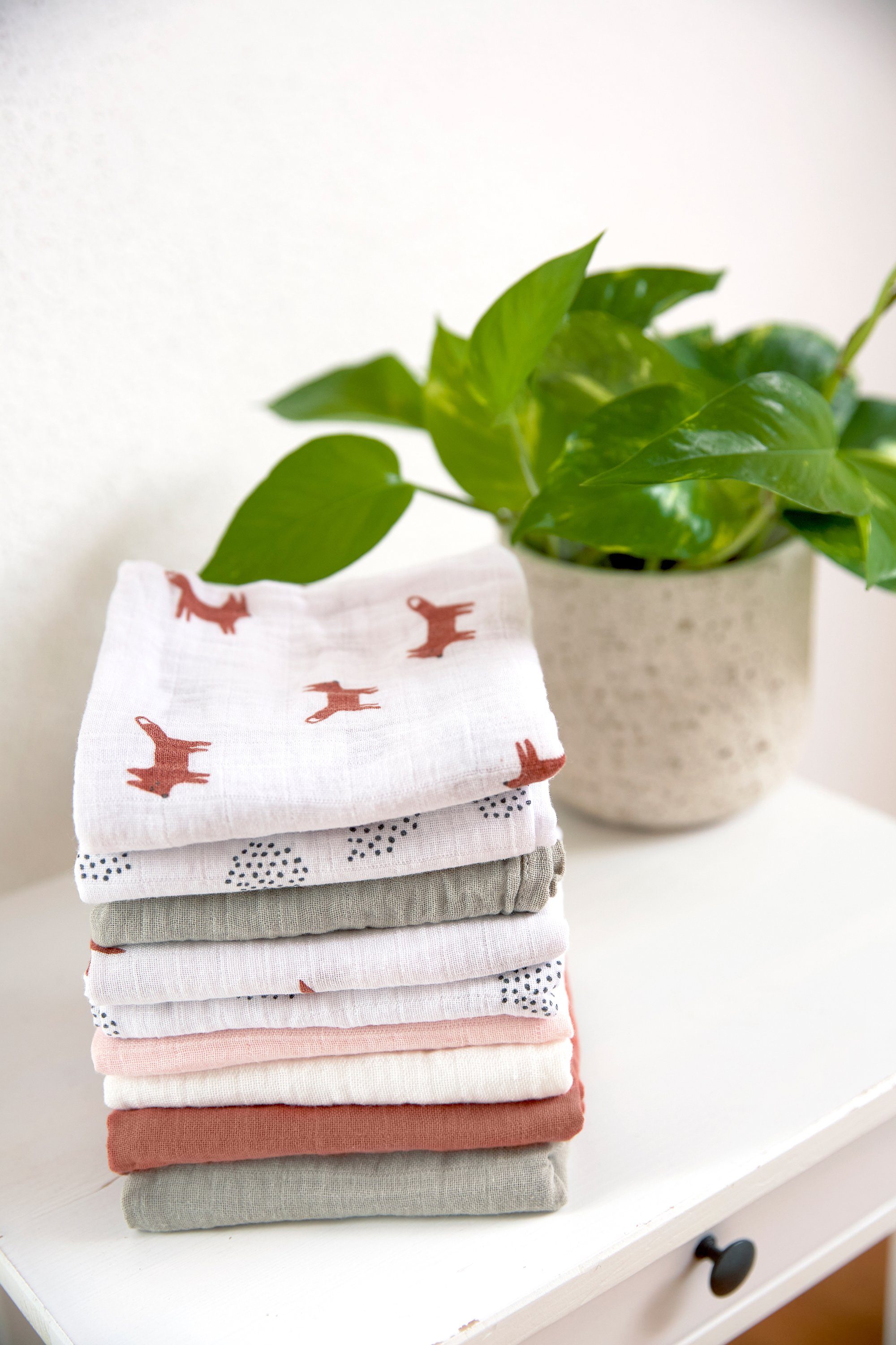 LÄSSIG Stoffwindeln Little Forest, Fuchs, Mulltuch Set M (Set, 3-St), PETA-approved vegan