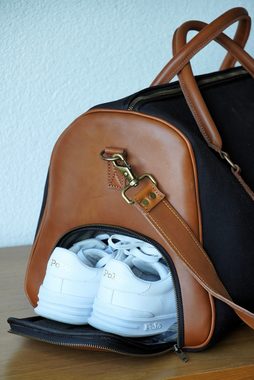 Forma Fisico Weekender Canvas Leder Vintage Weekender, Reisetasche, Sporttasche mit Schuhfach