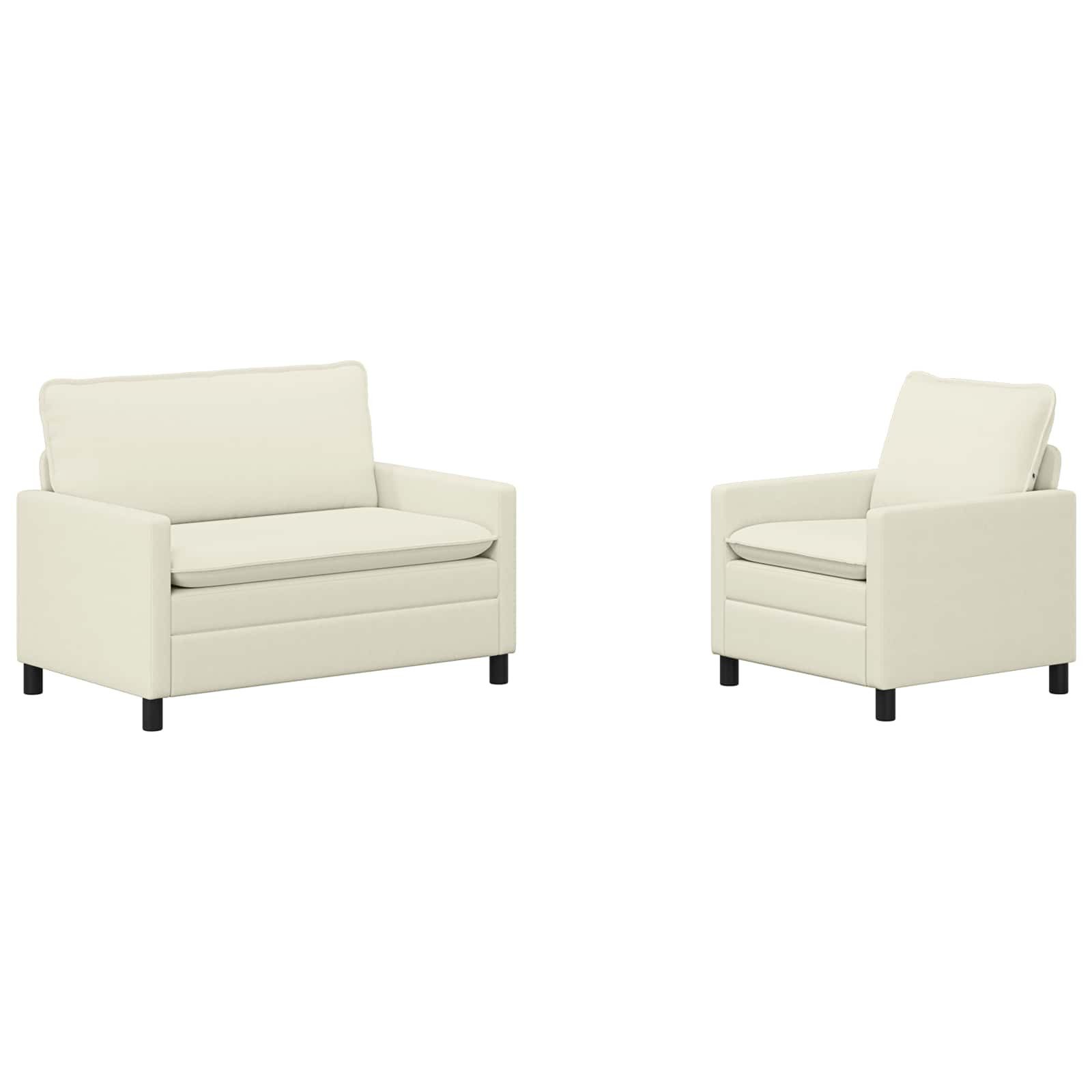 vidaXL Sofa Sofa Set 2 pcs Creme Stoff, 2 Teile