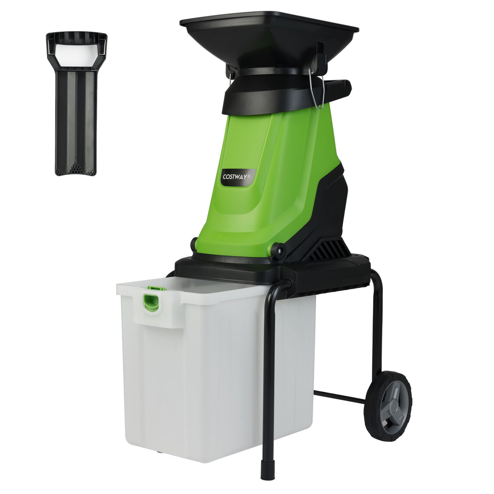 COSTWAY Häcksler, (1-St), 3000W Elektro Gartenhäcksler, mit Rädern, 50L Fangbox