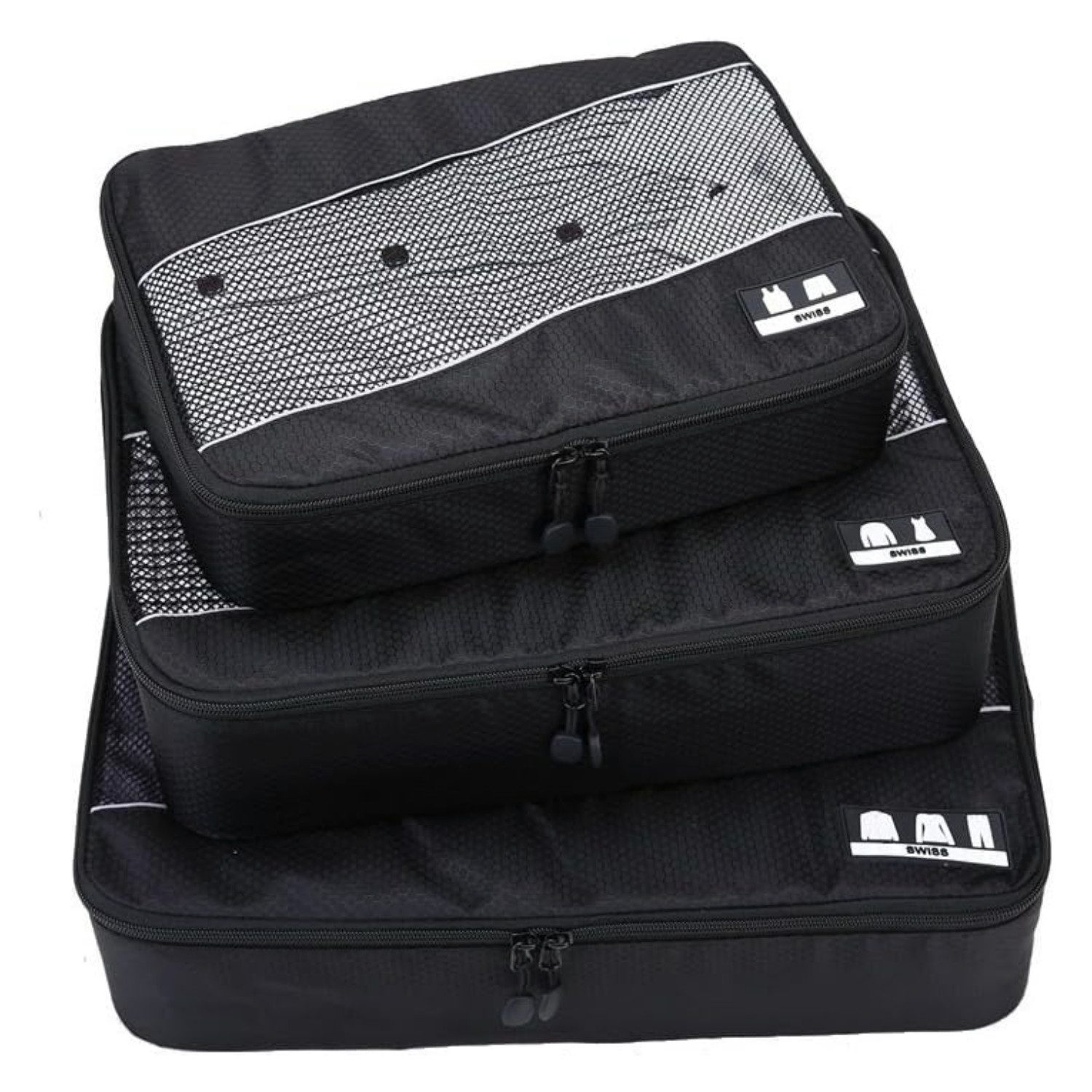 L.A. Sports Kofferorganizer Set / Packwürfel (3-er Pack), mit Sichtfenster aus Netzgewebe