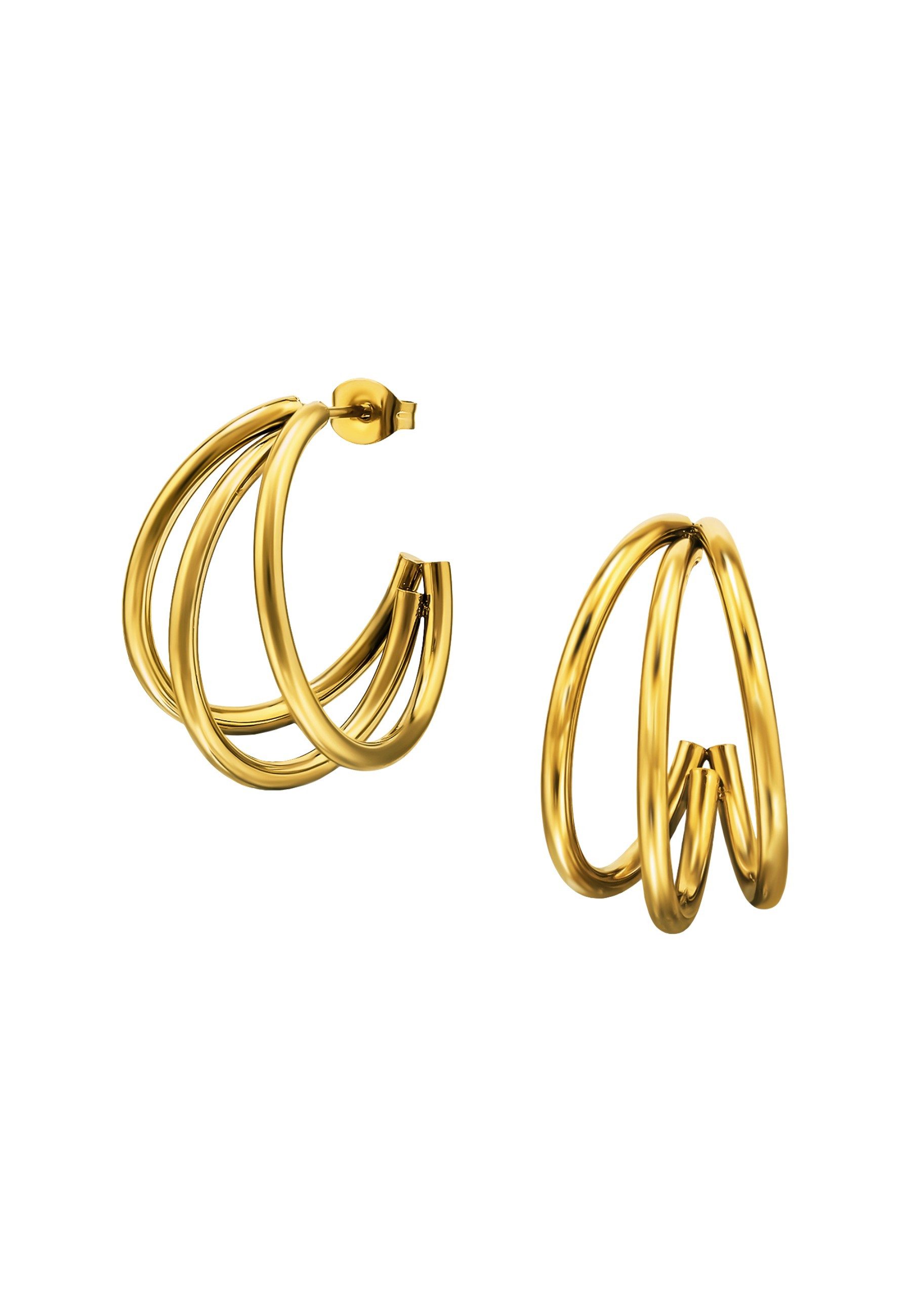 Diademita Fingerring Halbe Creolen/Ohrstecker mit Drei Gebogenen Stäben aus Edelstahl (Set)