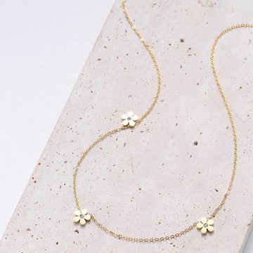 Hey Happiness Charm-Kette Blume Kristall klein, 18K Vergoldet Roségold, Edelstahl Halskette Damen Zirkon Blüte, wasserfest