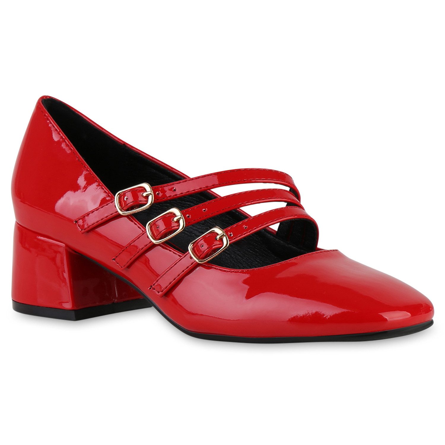 VAN HILL 841478 Mary-Jane-Schuhe Damen Mary Janes Pumps Klassische Lack Elegante