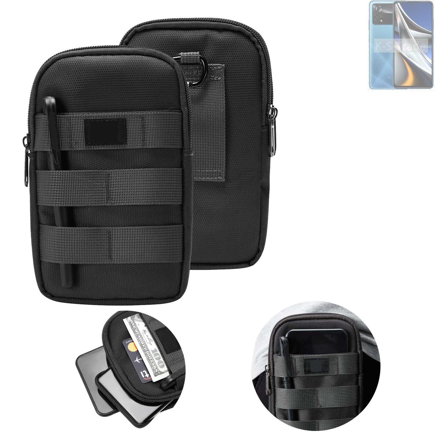K-S-Trade Handyhülle für POCO X4 Pro 5G, Holster Gürtel Tasche Handy Tasche Schutz Hülle dunkel-grau viele