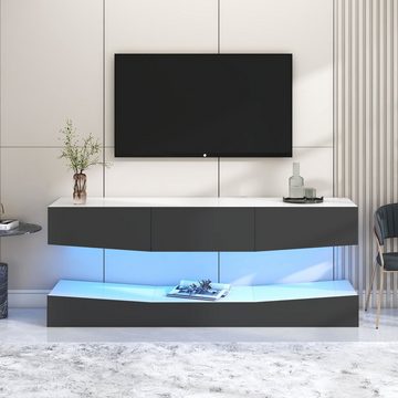 Odikalo TV-Schrank TV-Ständer 16-LED TV Board Hängend befestigt schwimmend Weiß/Schwarz