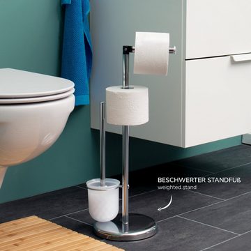 bremermann WC-Garnitur Stand-WC-Garnitur 3in1, WC-Bürste, (Ersatz)Rollenhalter, verchromt