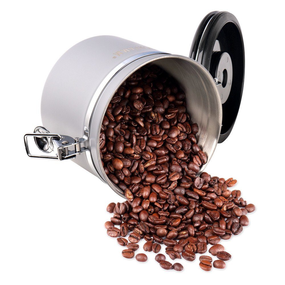 Kaffeebehälter grau in Höhe: Farben Dosierlöffel 1200 Schramm® Edelstahl Kaffeedosen ml 10 12cm Kaffeedose Kaffeedose Schramm mit aus
