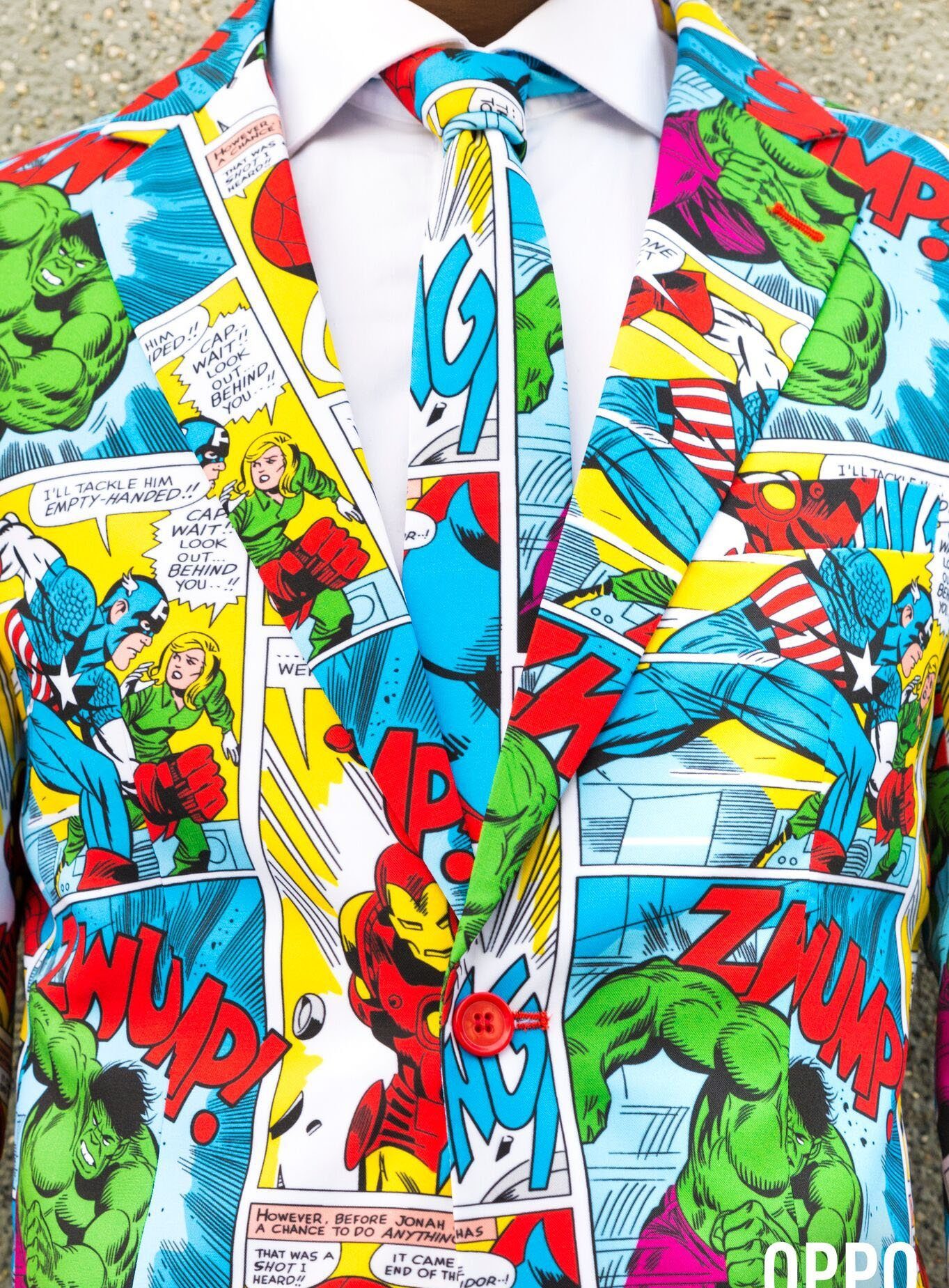 Opposuits Partyanzug Marvel Comic Anzug Karneval Faschingskostüm Herren, Dieser Anzug knallt noch mehr rein, als die Superhelden darauf!