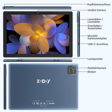 XGODY N01, 4GB RAM 64GB ROM Bluetooth 4.2 Wi-Fi Tablet (10.1", 64 GB, Auto-Zentrierung, Barometer, Datei browsing, Email)