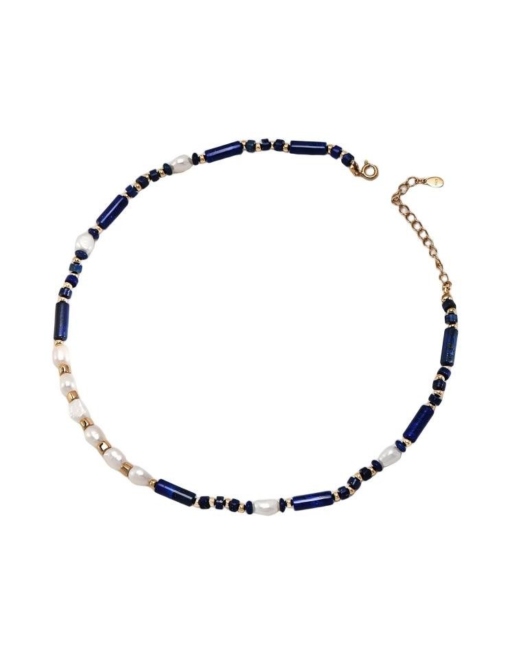 Jumpeak Kette mit Anhänger S925 Silber,Lapis Lazuli,Perlen Halskette,Vintage Gold Kette Damen, 18K vergoldet,halskette Vintage-Gold,anhänger,schwester geschenk