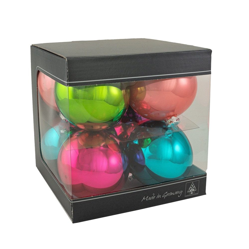 Thüringer Glasdesign Christbaumschmuck Glaskugeln Rabimmel Rabammel Rabumm Ø8cm 8 Stück