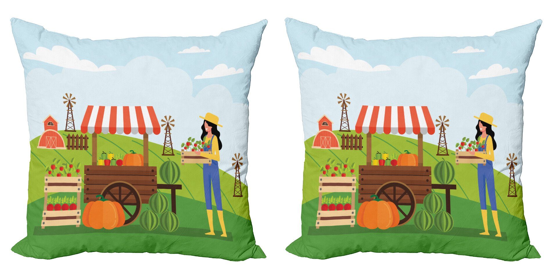 Gemüse Stück), Produkte verkaufte Farmer Digitaldruck, (2 Accent Doppelseitiger Kissenbezüge Modern Abakuhaus