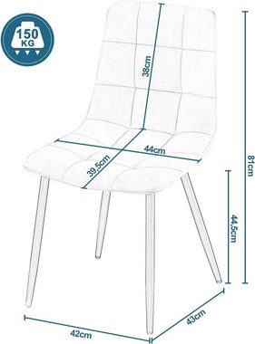 EUGAD Esszimmerstuhl (4 St), Polsterstuhl, mit Samtbezug, Metallbeine