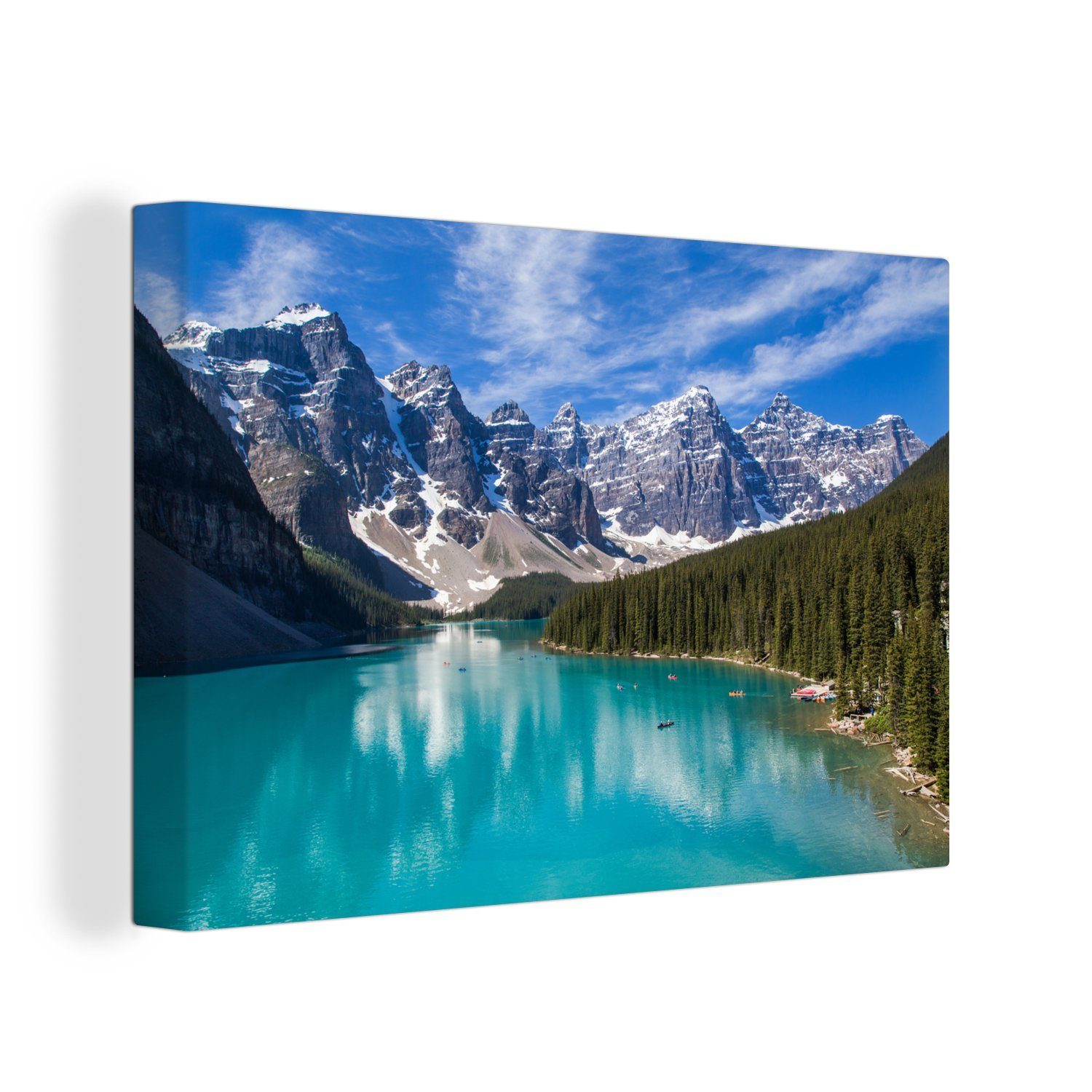OneMillionCanvasses® Leinwandbild Moraine Lake in Kanada, (1 St), Wandbild Leinwandbilder, Aufhängefertig, Wanddeko, 30x20 cm