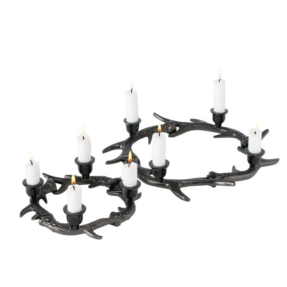 BOLTZE GRUPPE GmbH Kerzenleuchter Kerzenleuchter Leogang Aluminium schwarz Ø 22/33 cm 2er Set