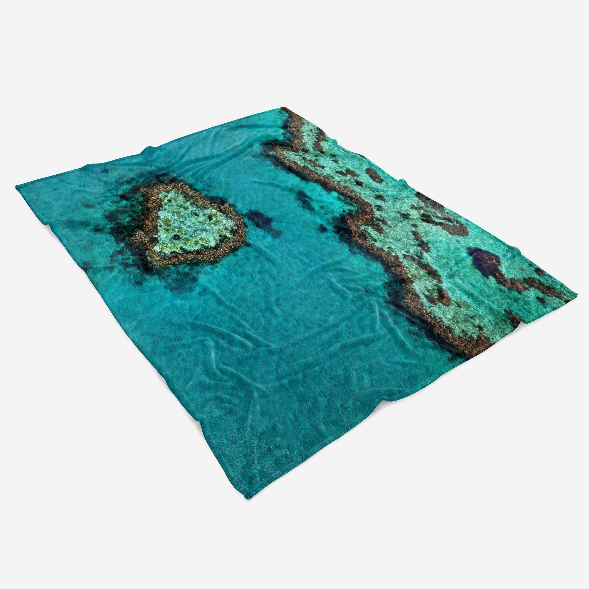 Insel Fotomotiv Handtuch Baumwolle-Polyester-Mix mit Art Strandhandtuch Kuscheldecke (1-St), Herzform, Handtuch Sinus mit Saunatuch Handtücher
