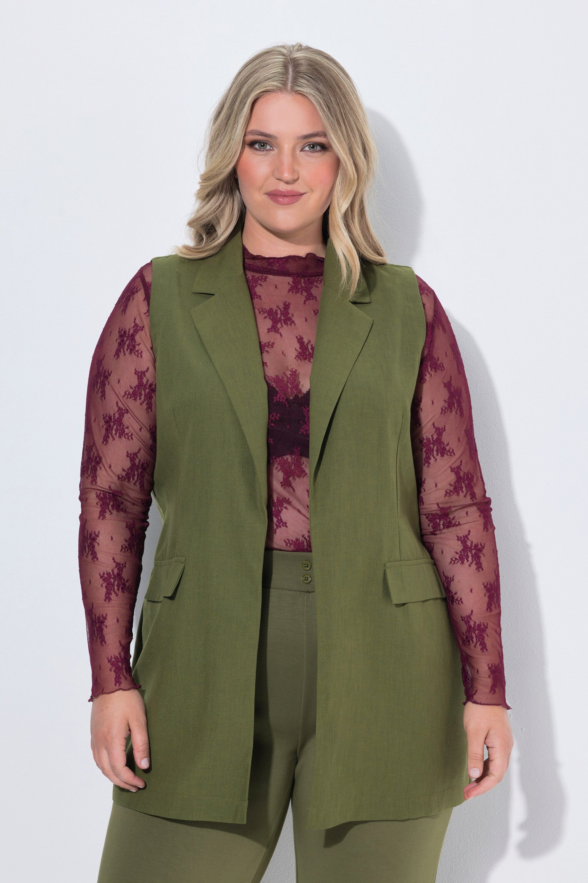 MIAMODA Blusenblazer Long-Blazerweste Loose Fit offene Form