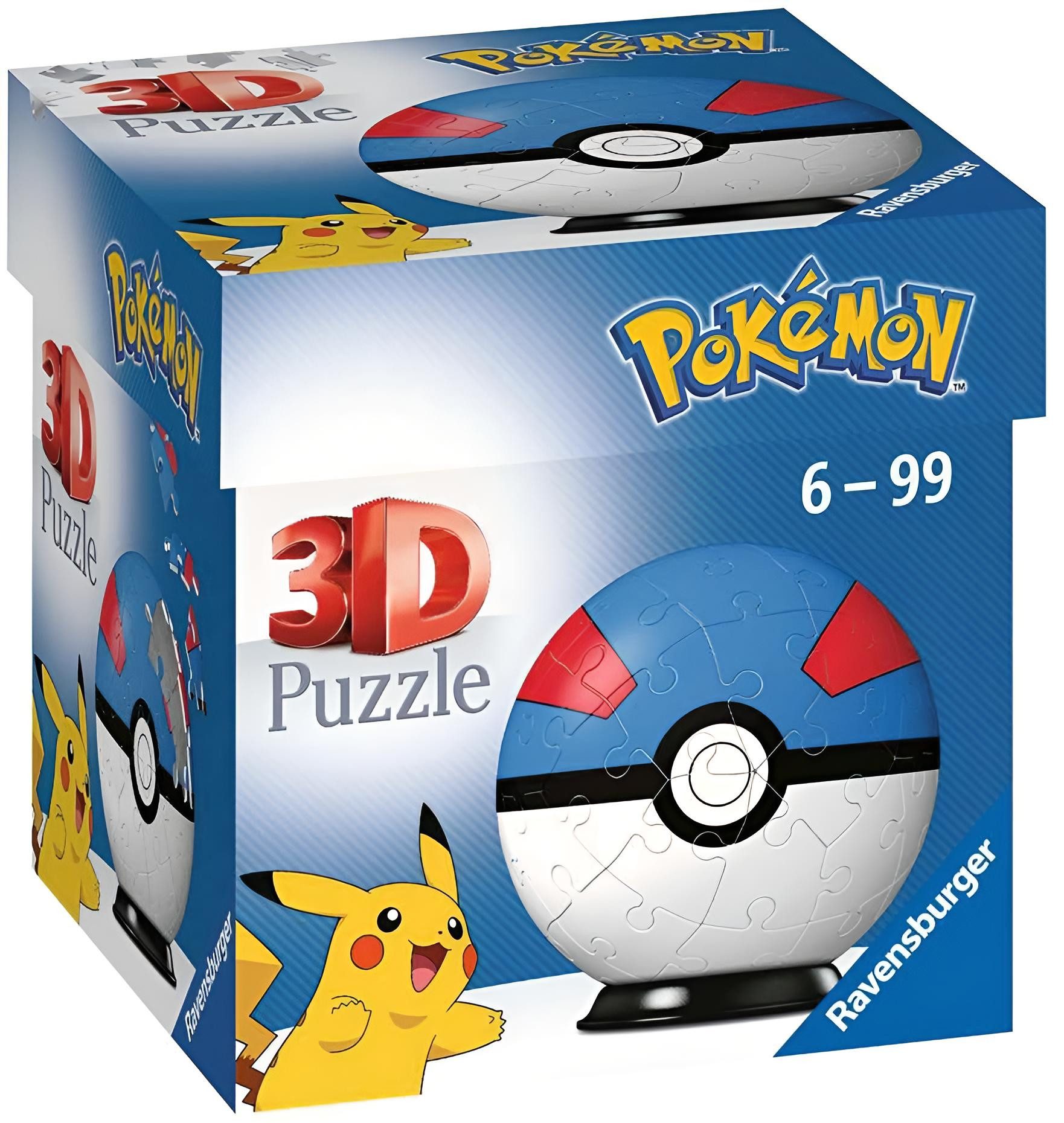 Ravensburger Puzzle 3D Puzzle-Ball - Pokémon Pokéballs - Superball, 54 Teile, Puzzleteile