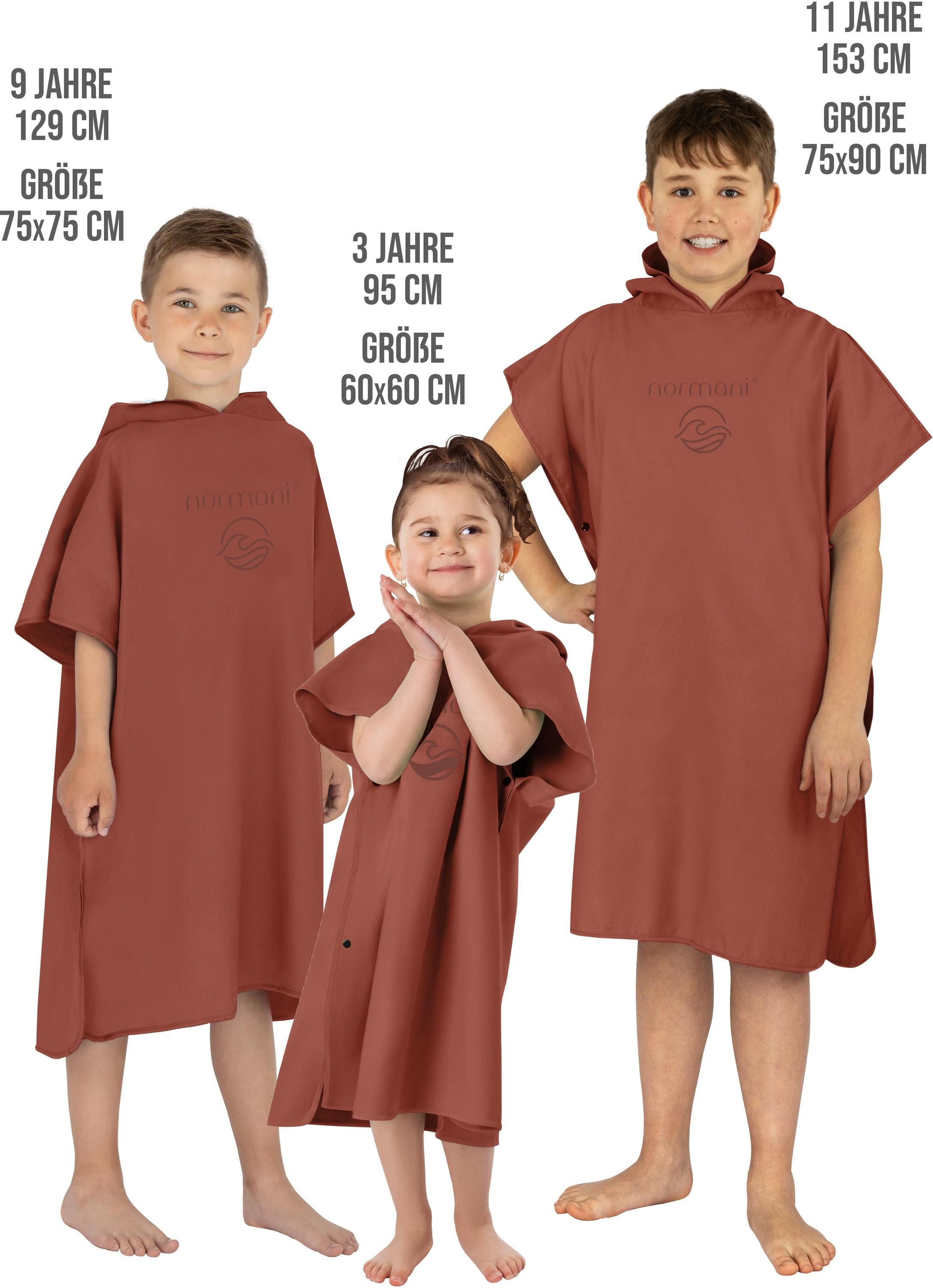 normani Badeponcho, Polyester, Kapuze, Schlupf, Strand-Poncho für Kinder von 2-13 Jahren