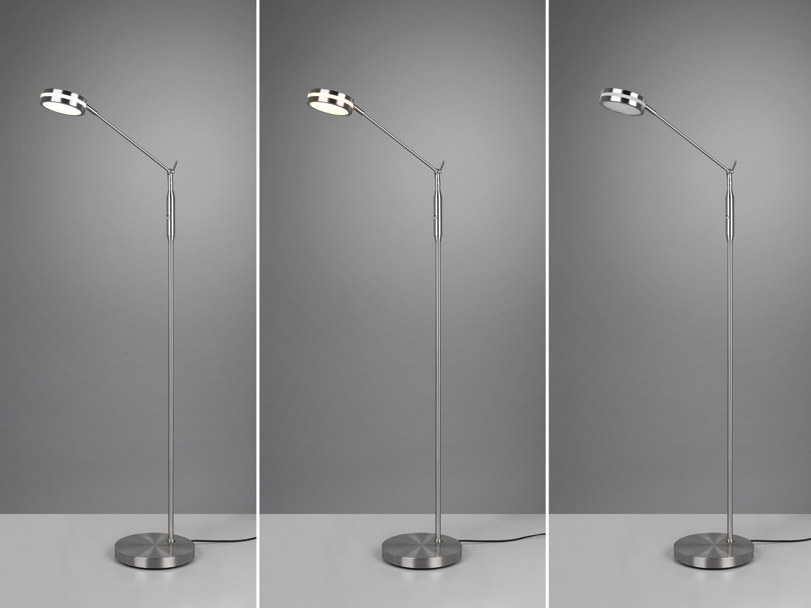 TRIO Leuchten LED Stehlampe aus Metall dimmbar, Höhe 133cm, dimmbar und Memory Funktion, LED fest integriert, Stufenlos dimmbar über integrierten Sensor, Neutra – Bild 4 von 5