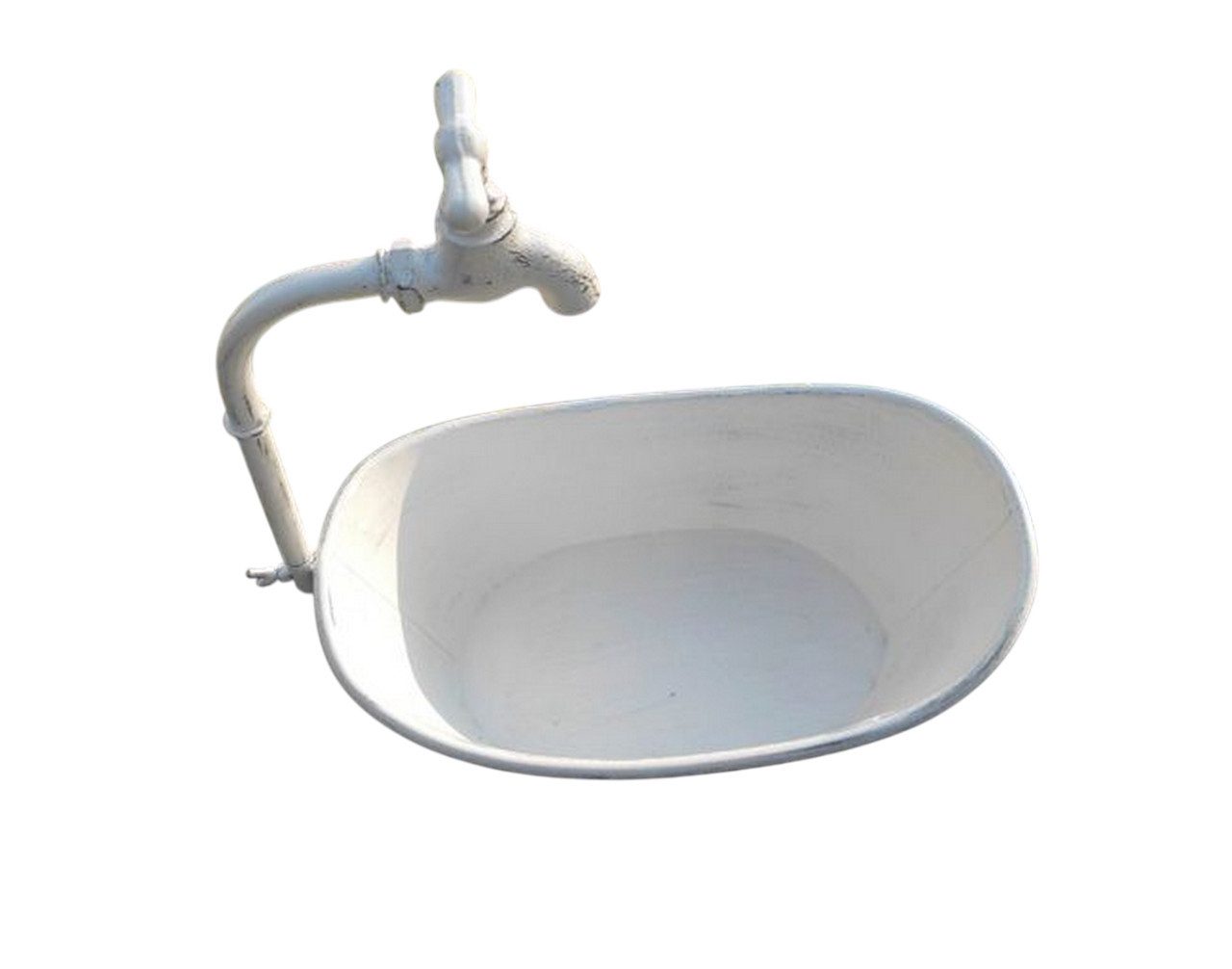 Deko-Impression Pflanzschale Wanne mit Deko-Wasserhahn Blumentopf Pflanzschale weiß 36 cm (1 St)