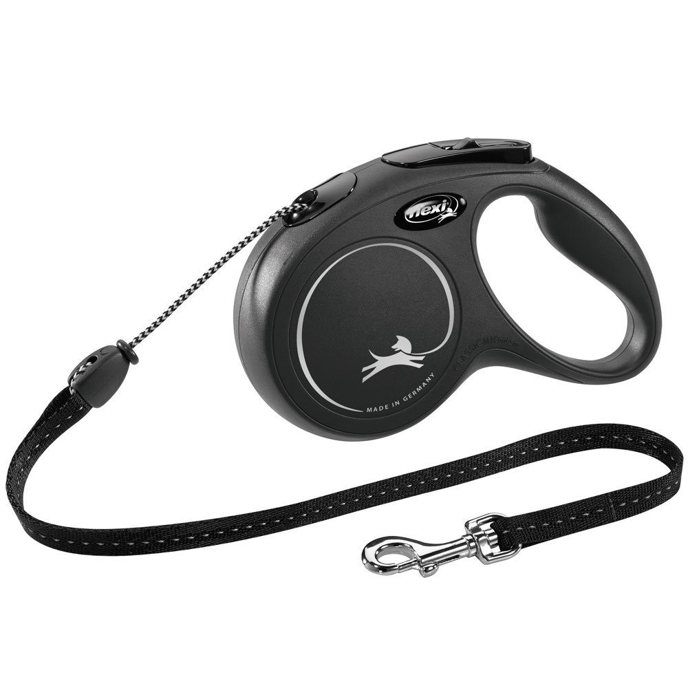 Flexileine FLEXI Rollleine New CLASSIC Seil - 5m, bis 20kg Farbe: Schwarz