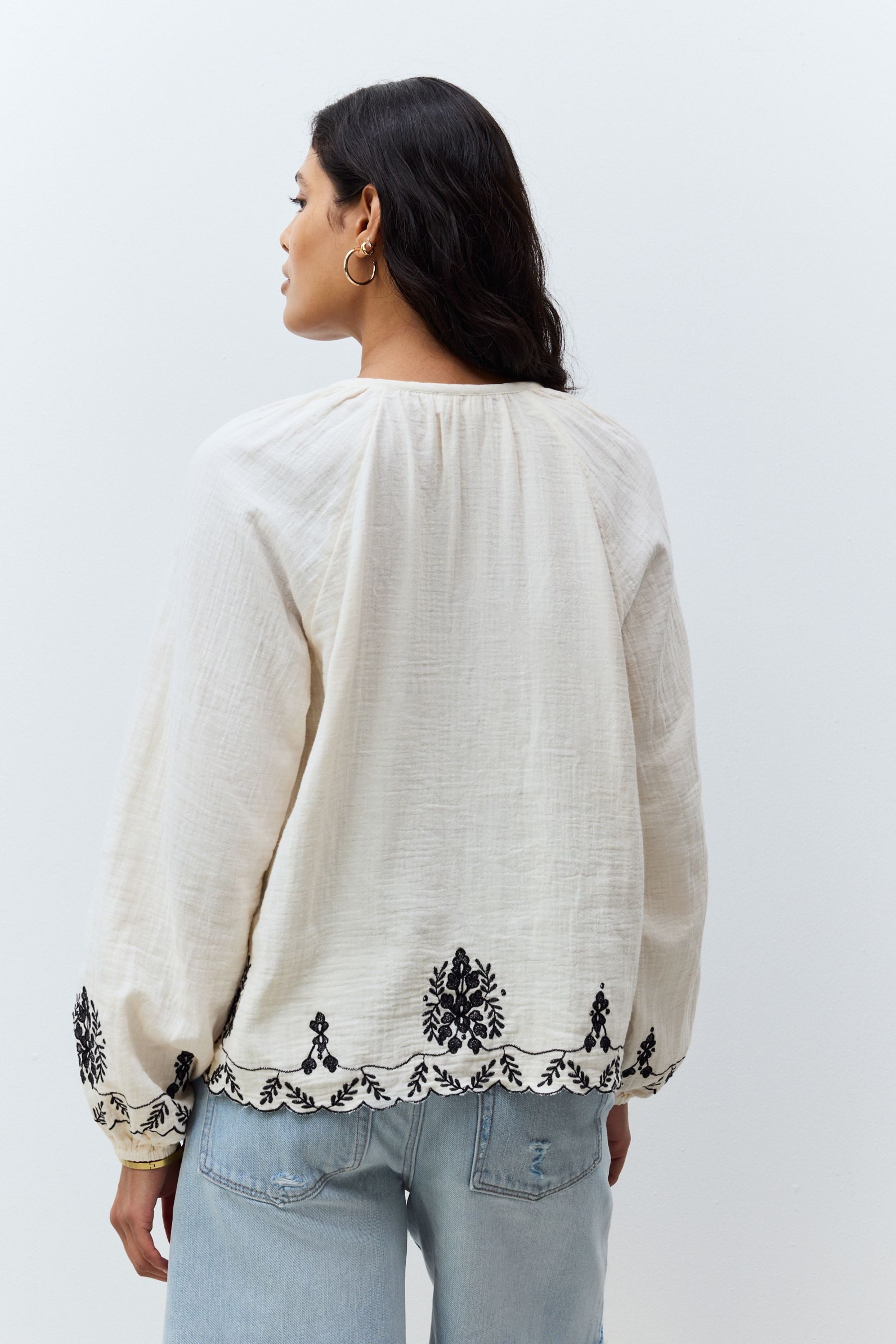 Next Langarmbluse Langarm-Bluse mit Stickarbeiten und günstig online kaufen