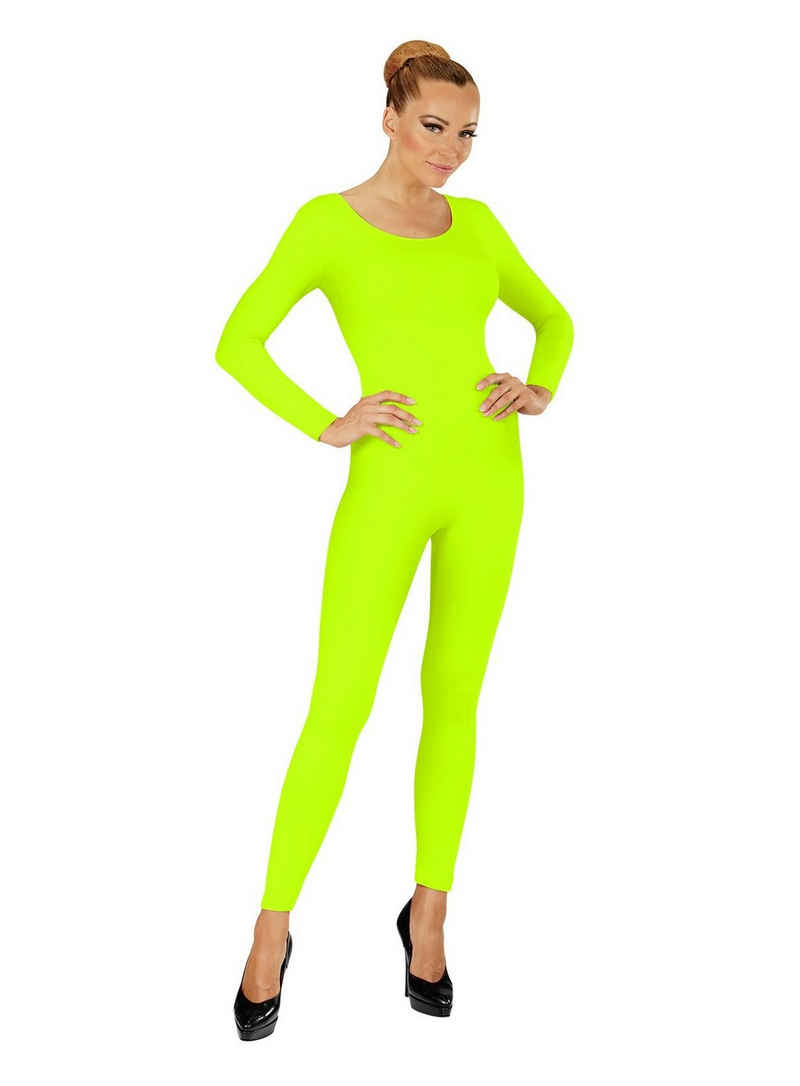 Widdmann Kostüm Langer Body neon-grün, Einfarbige Basics zum individuellen Kombinieren