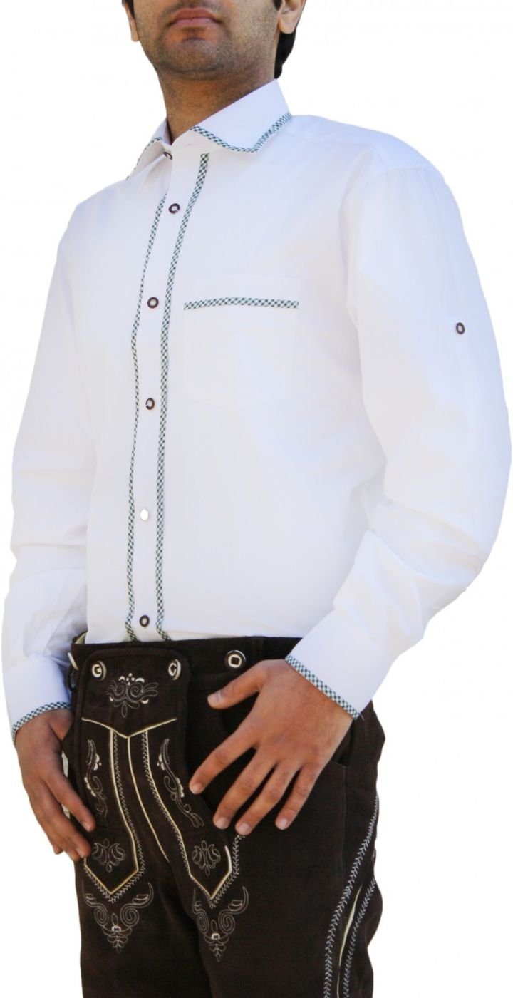 German Wear Trachtenhemd GW1254 White/Green Trachtenhemd Freizeit Hemd Weiß günstig online kaufen