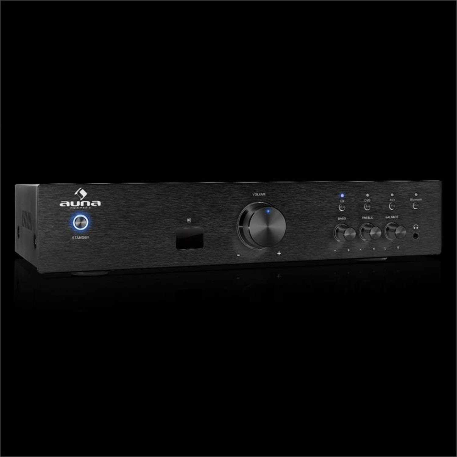 Audio Verstärker Audioverstärker Stereo DVD-Player sowie Schwarz 3 für (Anzahl HiFi AV2-CD508BT AUX-Quellen, Amplifier) CD-Player, Bluetooth 125 Digital W, Stereo-Cinch-Line-Eingänge Kanäle: Auna