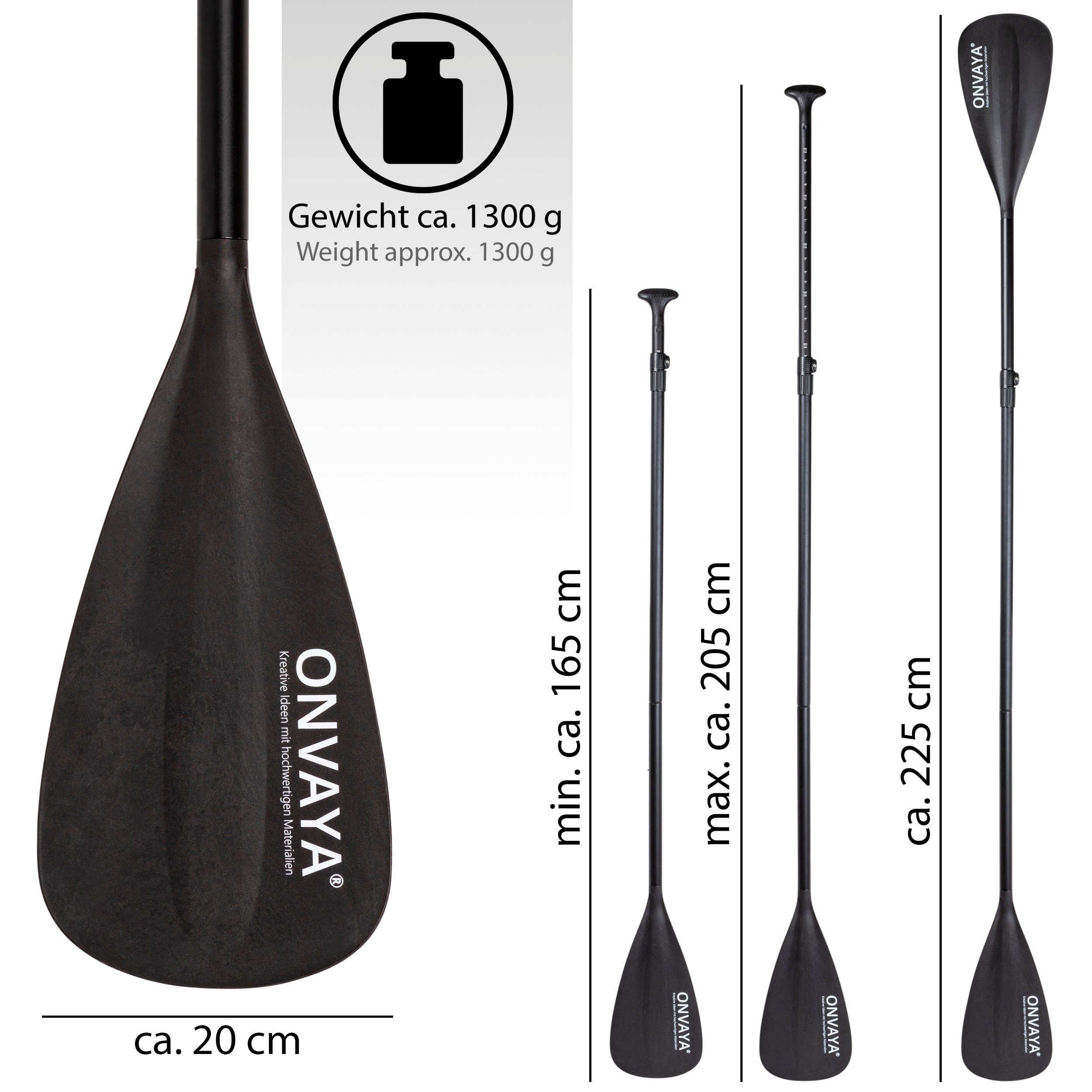 ONVAYA SUP / Kajak Paddel, 2-in-1: Stechpaddel & Doppelpaddel SUP-Paddel