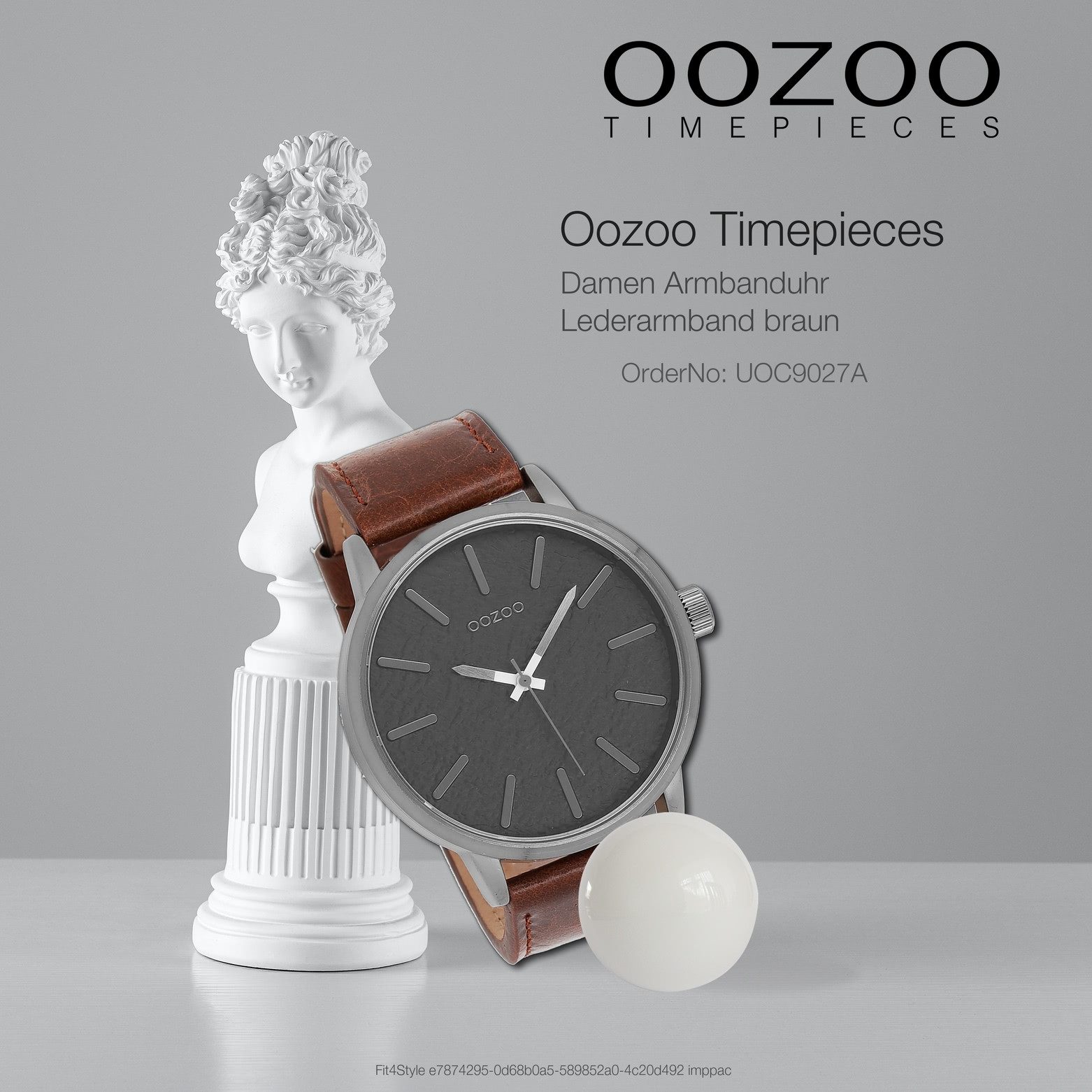 OOZOO Quarzuhr Oozoo Damen Armbanduhr Timepieces Analog, (Analoguhr), Damenuhr rund, extra groß (ca. 48mm) Lederarmband, Casual-Style – Bild 5 von 5