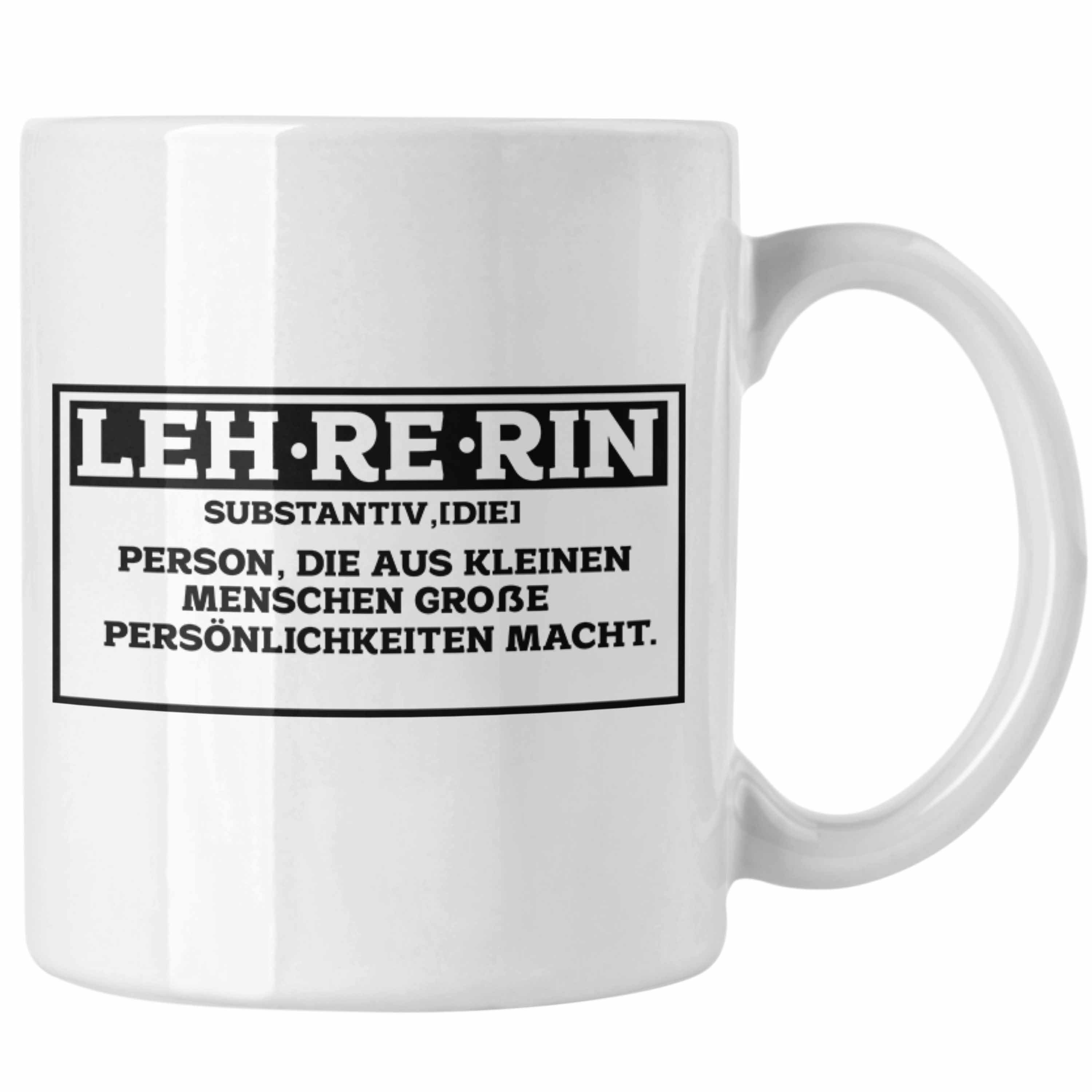 Trendation Tasse Lehrerin Tasse Abschiedsgeschenk für Lehrerinnen Geschenkidee Abschied Weiss