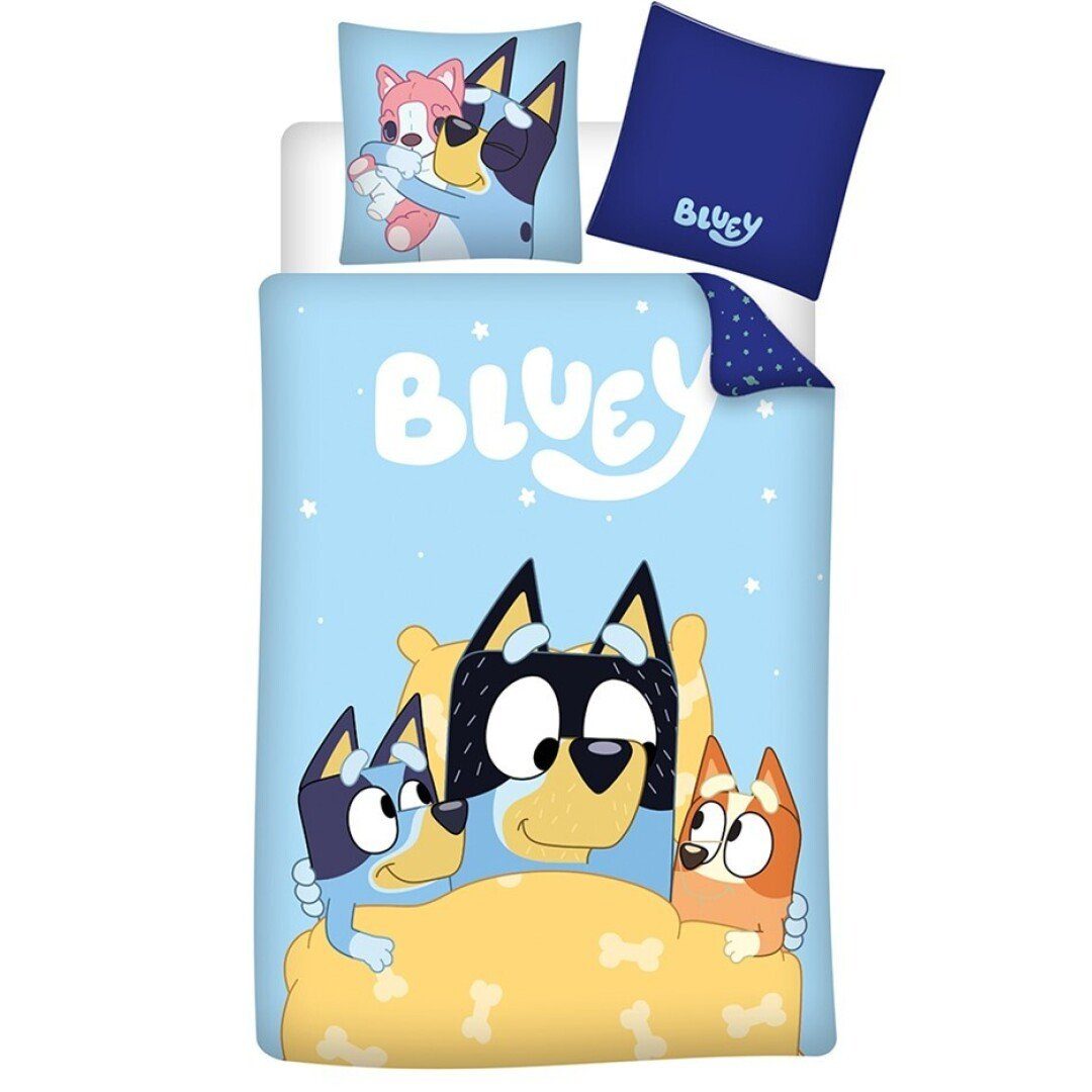 Bettwäsche Bluey und Bingo Kinder Bettwäsche 2tlg. Set, Bluey, Deckenbezug 135-140x200 Kissenbezug 65x65 100% Baumwolle