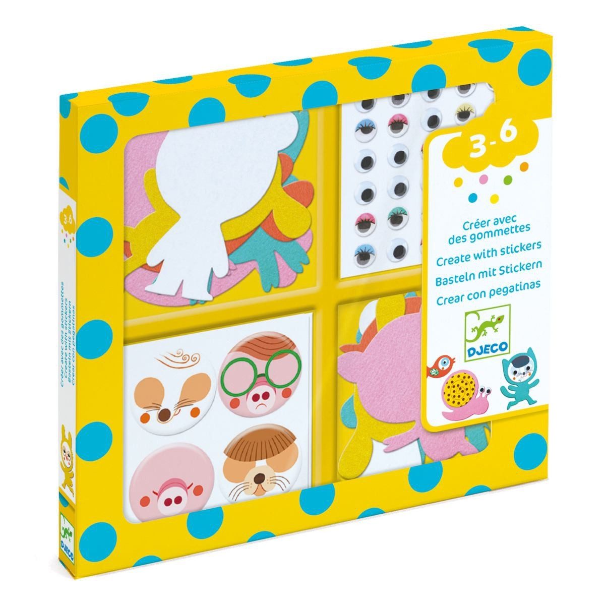 DJECO Kreativset Sticker: I love animals Kreativset für Kinder