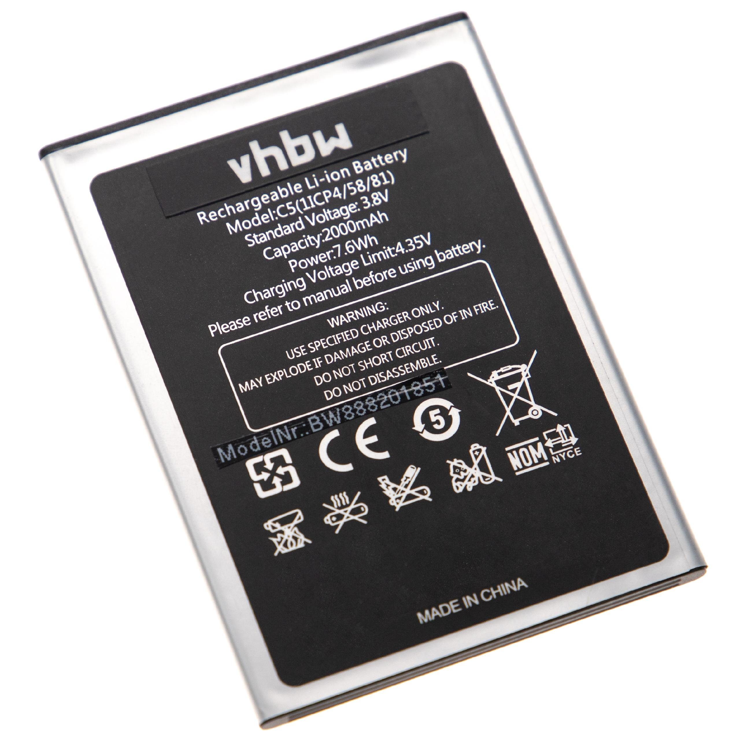 vhbw kompatibel mit Oukitel C5 Smartphone-Akku Li-Ion 2000 mAh (3,8 V)