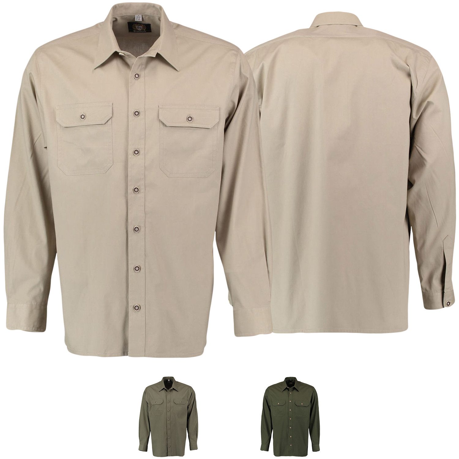 German Wear Trachtenhemd OJ10 - 2P Jagdhemd hemd jäger Hemd Langarm Hemd