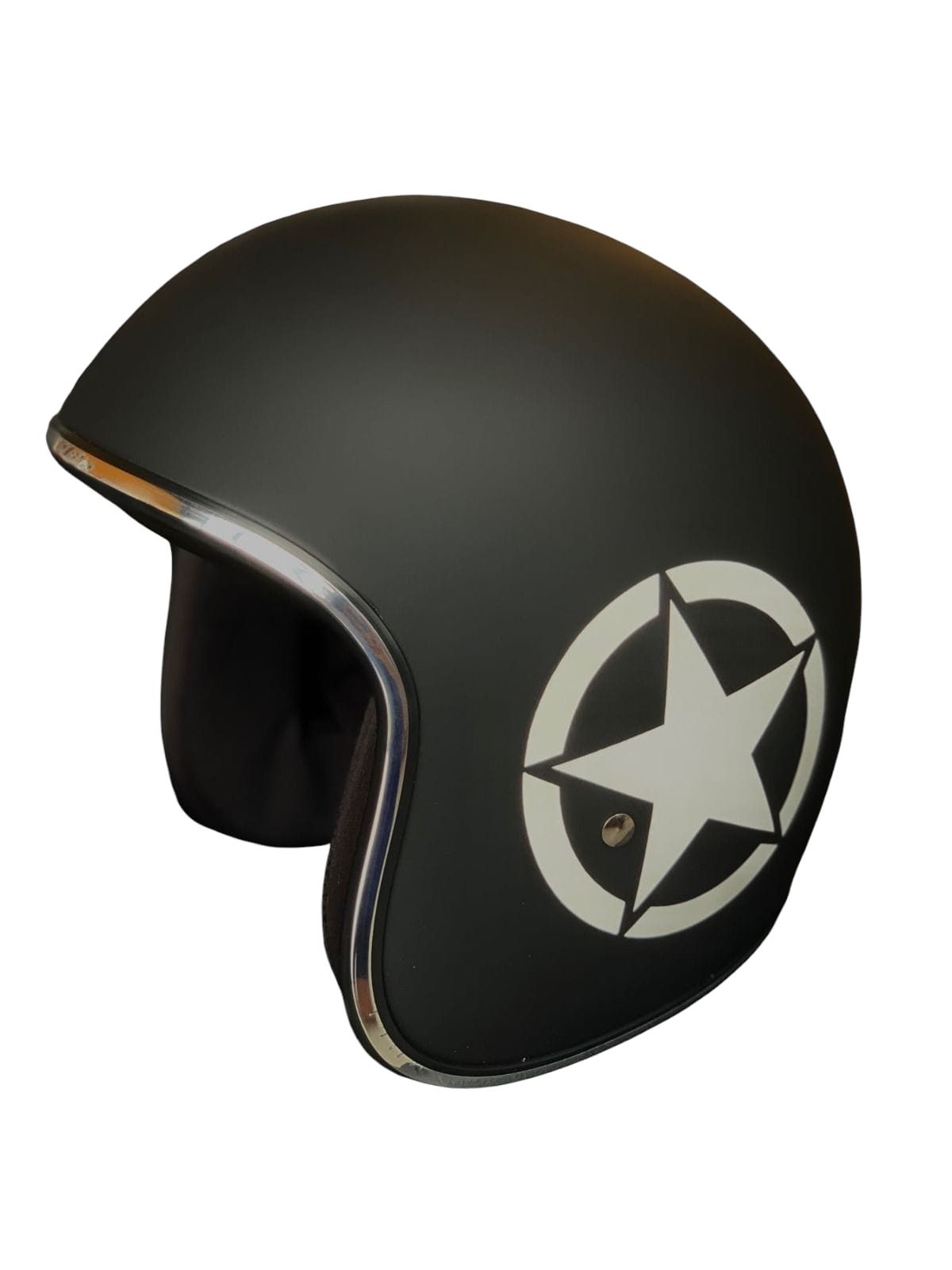 Motorradhelm ATELIER — Classic Retro Star, Jet-Helm • Fiberglas • Matt Schwarz
