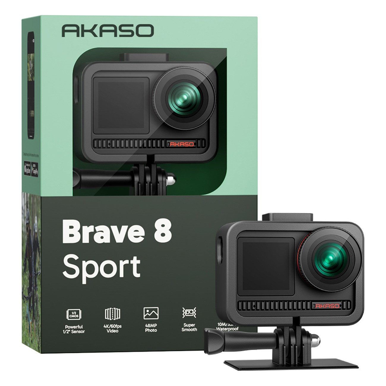 Akaso Brave 8 Sport Action Cam (Wifi, 4K 60 FPS Action-Cam, 48 MP mit 8x Zoom, Unterwasseraufnahmen)
