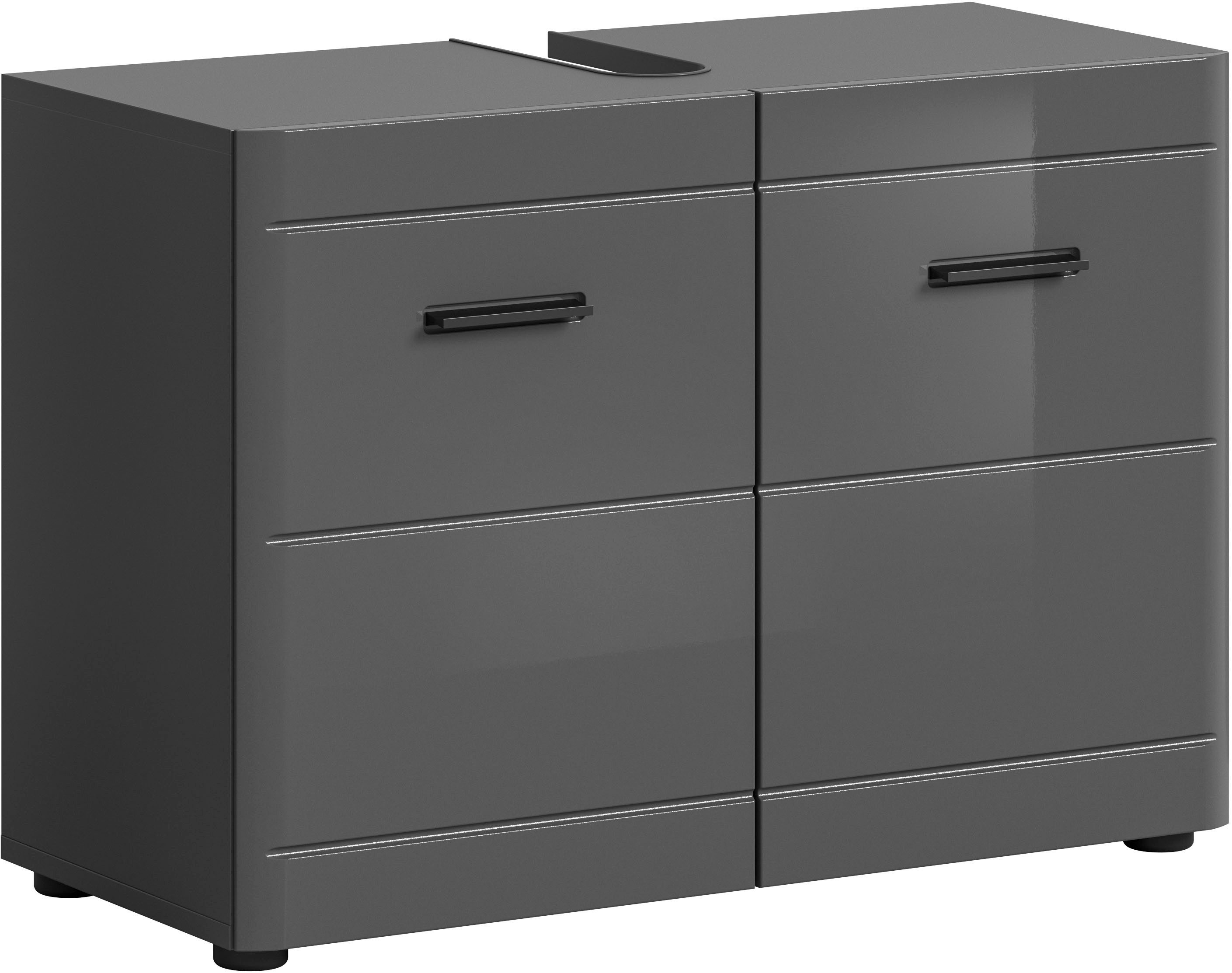 welltime Waschbeckenunterschrank Doux, Breite 80 cm, 2 Türen, 1 Einlegeboden, geteilte Rückwand MDF Front, Badschrank, Bad-Möbel, Badezimmer