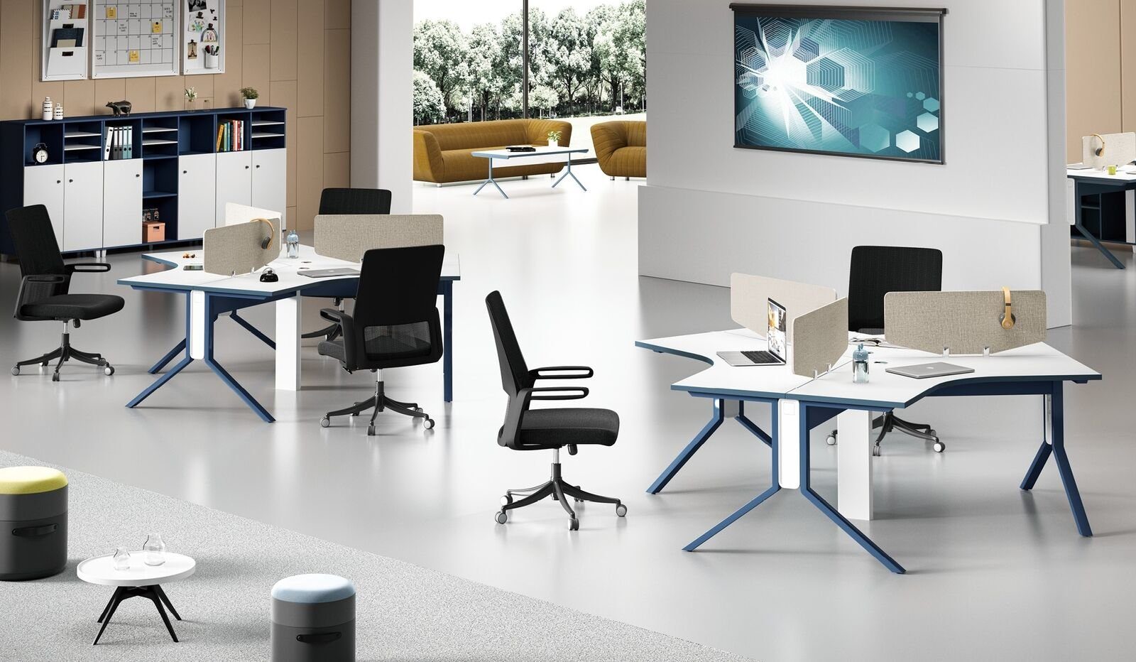 JVmoebel Schreibtisch, Tisch Büro Möbel Einrichtung Tische Callcenter Holz 3  Arbeitsplätze Schreibtisch online kaufen | OTTO