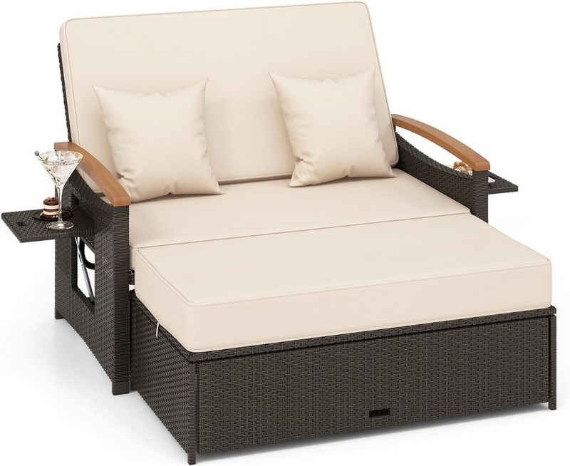 KOMFOTTEU Big-Sofa Bett, mit klappbare Seitenablage